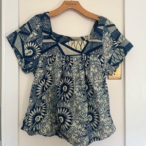 anthropology square neck organic printed top